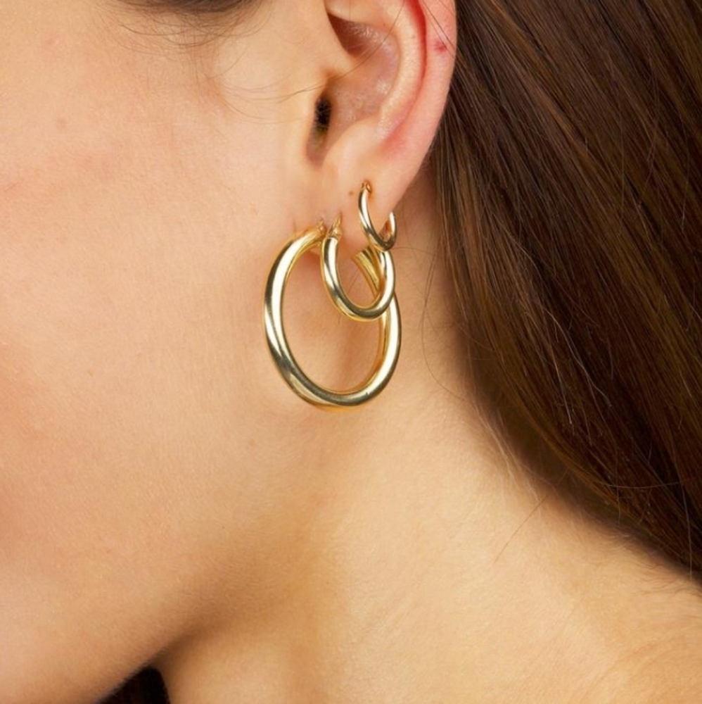 Gold 14k Vermeil Chunky Stacking Hoops
